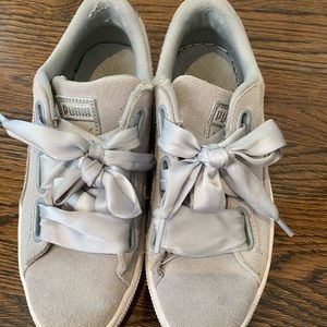 Puma Ash Grey Basket Heart Sneakers